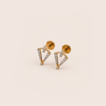 Load image into Gallery viewer, Modern Geometric Chevron Diamond Stud Earrings in 18K Yellow Gold
