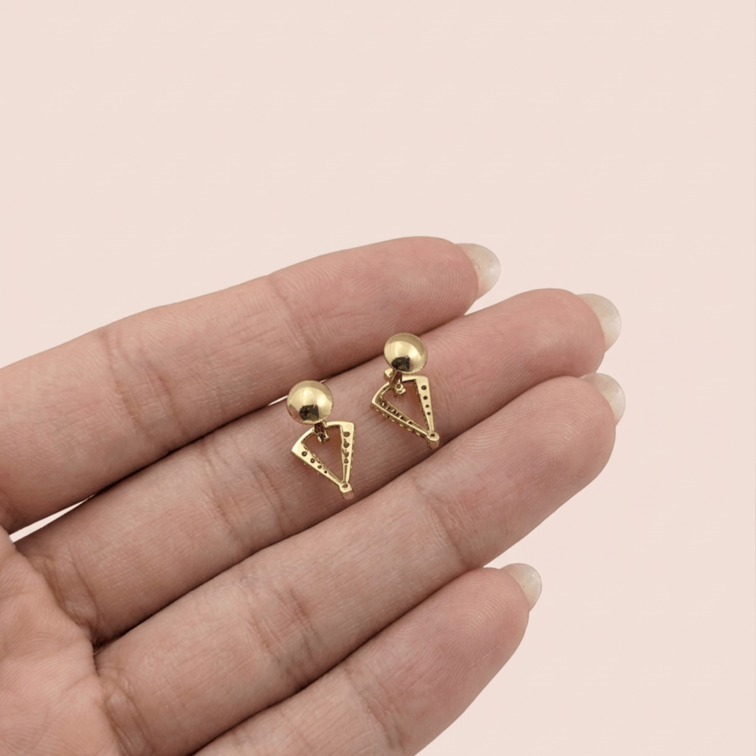 Modern Geometric Chevron Diamond Stud Earrings in 18K Yellow Gold
