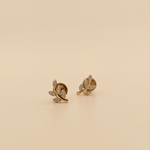 Load image into Gallery viewer, Delicate Diamond Leaf Sprig 18K Yellow Gold Stud Earrings
