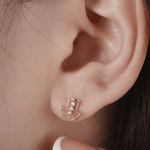 Load image into Gallery viewer, Geometric Art Deco Diamond Stud Earrings in 18K Rose Gold
