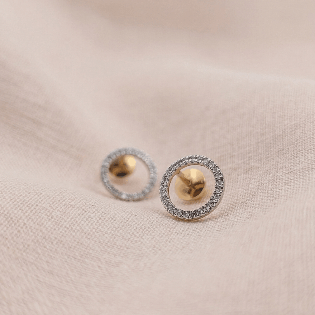 Eternity Halo 18K Yellow Gold Diamond Stud Earrings