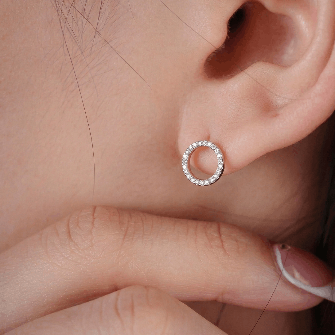 Eternity Halo 18K Yellow Gold Diamond Stud Earrings