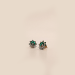 Load image into Gallery viewer, Verdant Bloom 18K Rose Gold Diamond &amp; Green Zirconia Stud Earrings
