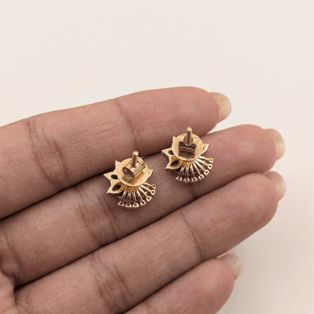 Verdant Bloom 18K Rose Gold Diamond & Green Zirconia Stud Earrings