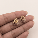 Load image into Gallery viewer, Verdant Bloom 18K Rose Gold Diamond &amp; Green Zirconia Stud Earrings

