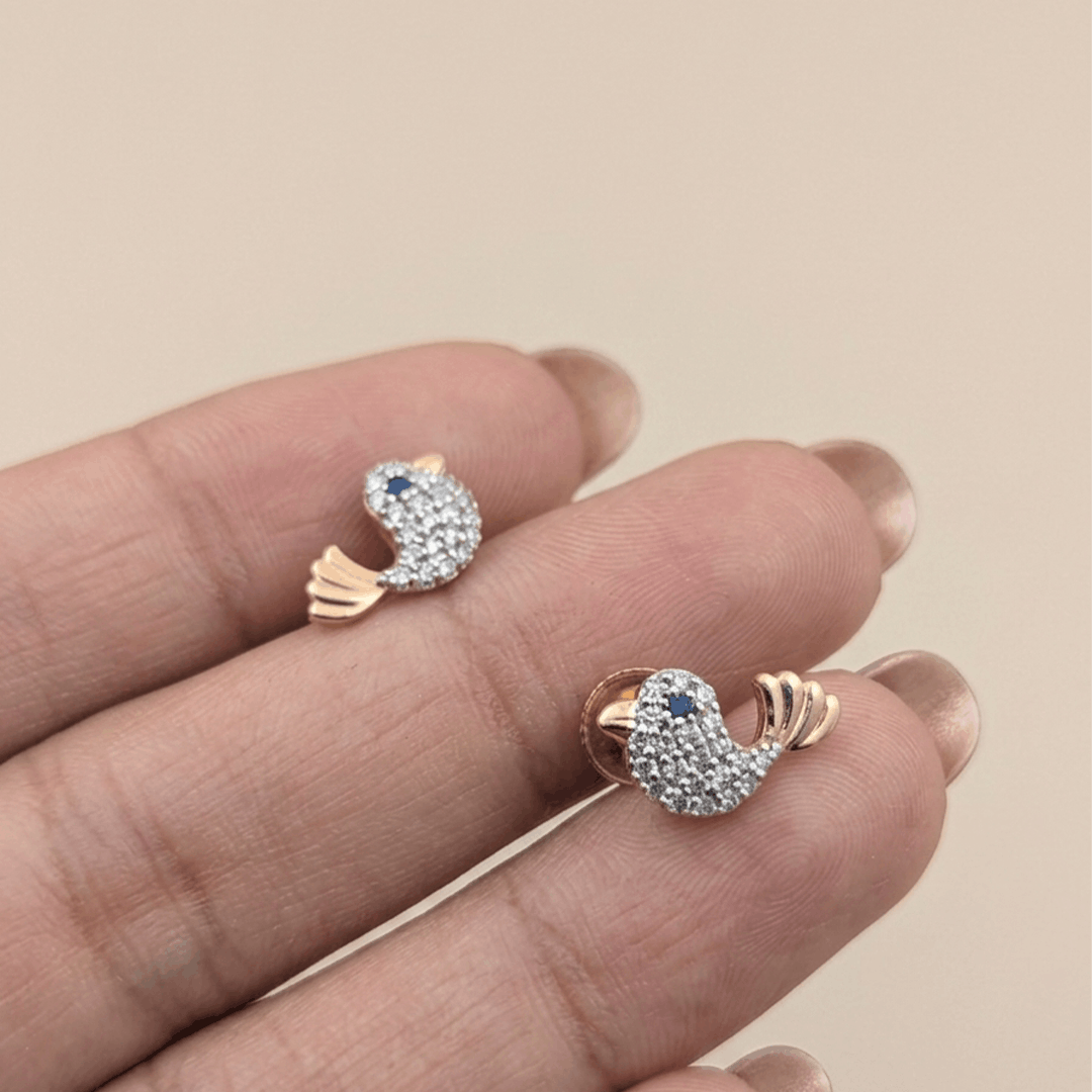 Songbird's Flight 18K Rose Gold Diamond Stud Earrings