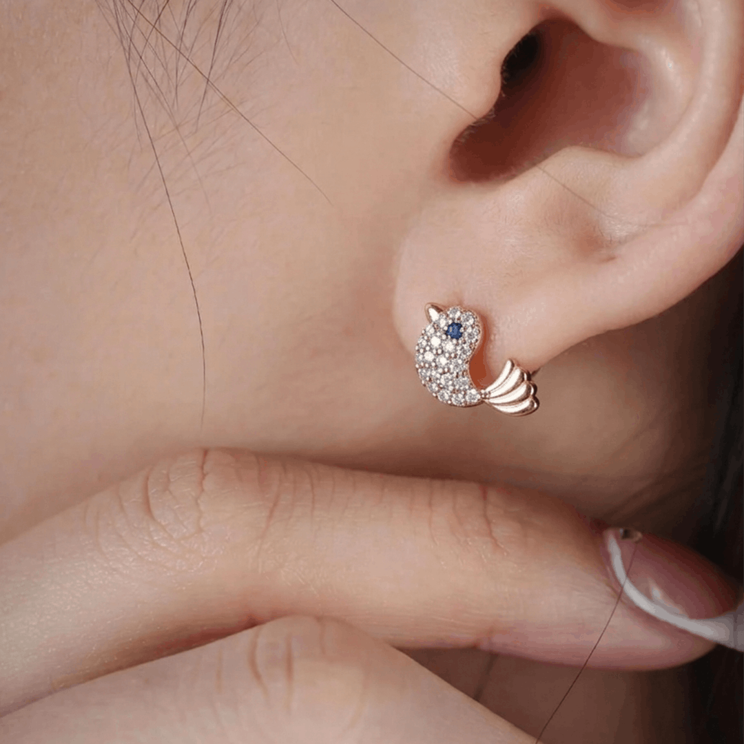 Songbird's Flight 18K Rose Gold Diamond Stud Earrings