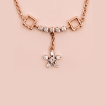 Load image into Gallery viewer, Geometric Floral Drop Diamond Necklace in 18K Rose Gold

