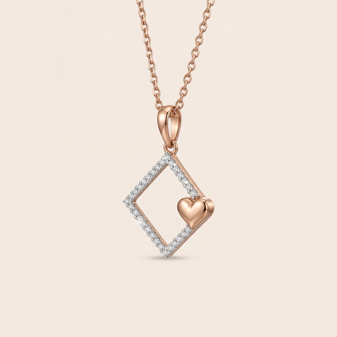 Infinite love diamond square pendant in 18k rose gold