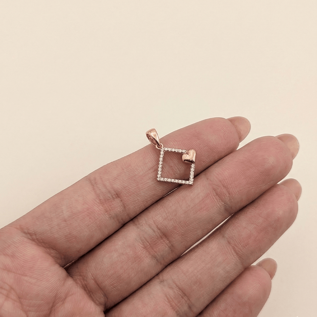 Infinite Love Diamond Square Pendant in 18K Rose Gold