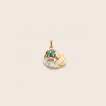 Load image into Gallery viewer, Emerald Bloom &amp; Golden Leaf Pendant in 18K Yellow Gold
