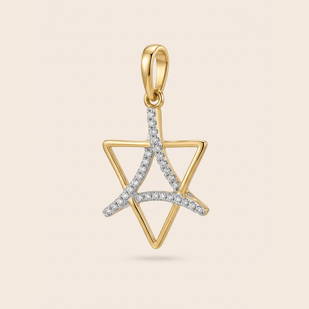 Celestial Triangle Diamond Pendant in 18K Yellow Gold