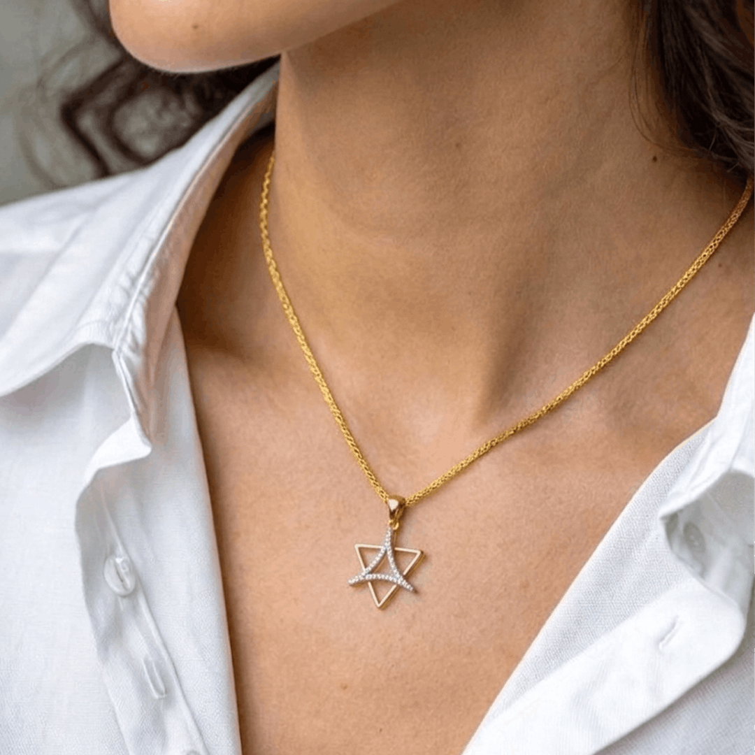 Celestial Triangle Diamond Pendant in 18K Yellow Gold
