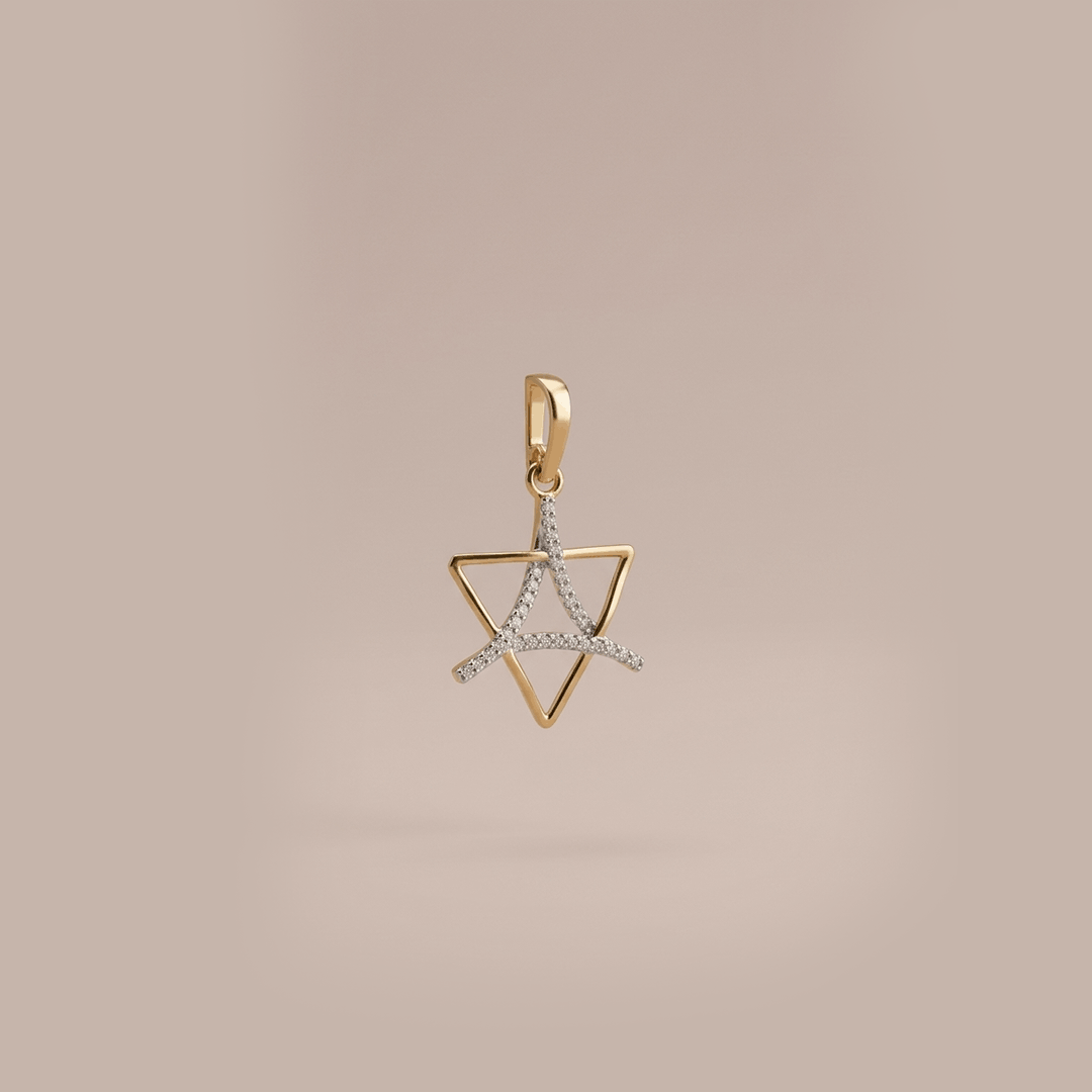 Celestial Triangle Diamond Pendant in 18K Yellow Gold