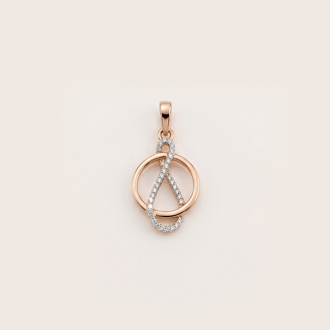 Infinite Loop Intertwined Diamond Pendant in 18K Rose Gold