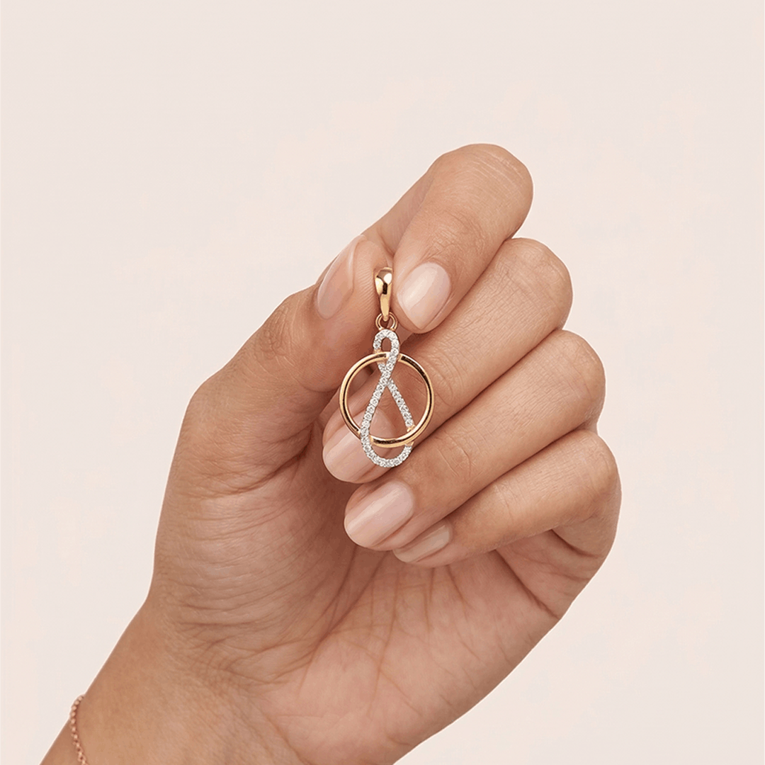 Infinite Loop Intertwined Diamond Pendant in 18K Rose Gold