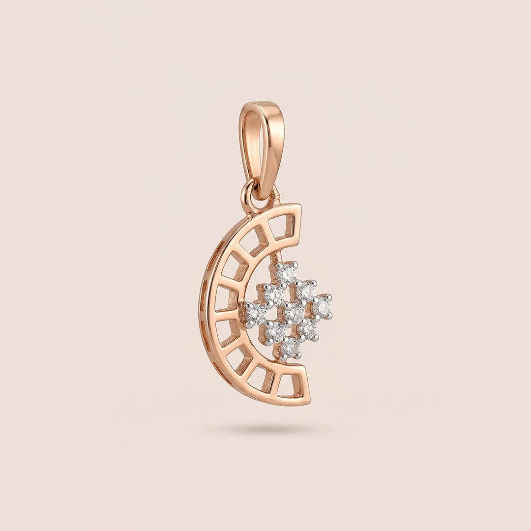 Celestial Fan 18K Rose Gold Sculptural Diamond Pendant