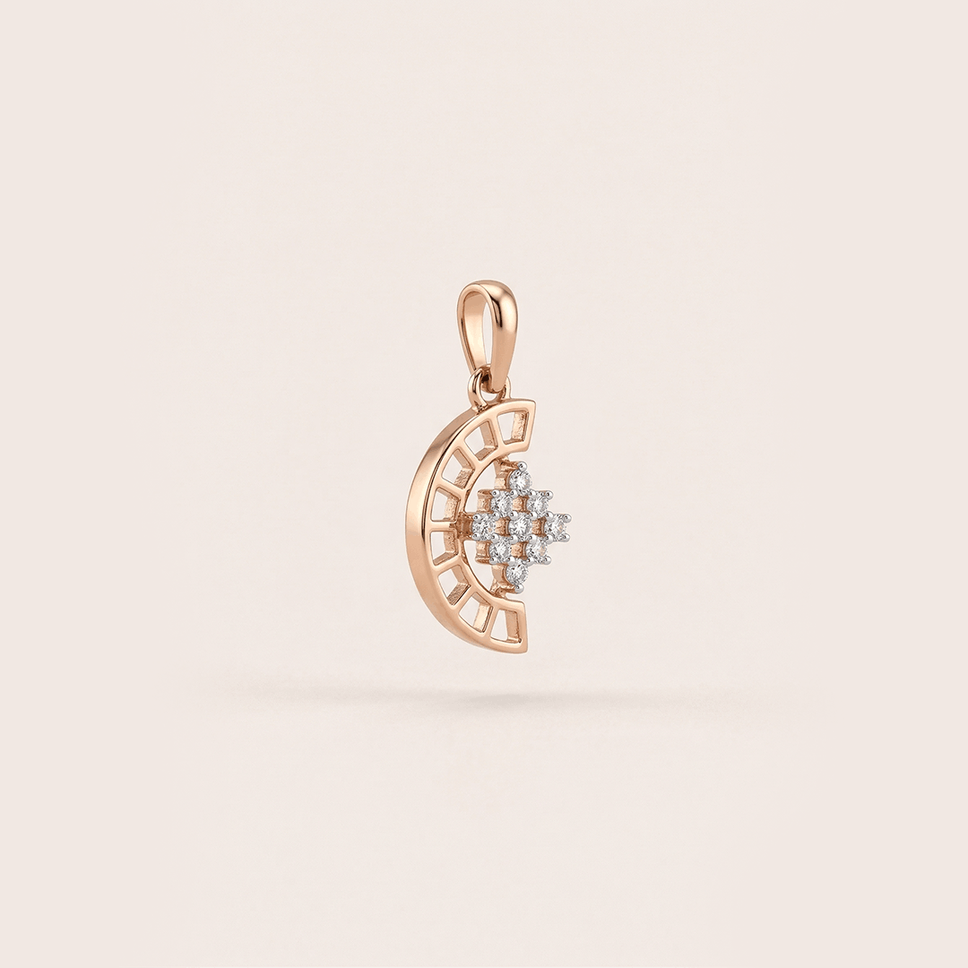 Celestial Fan 18K Rose Gold Sculptural Diamond Pendant