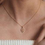 Load image into Gallery viewer, Sacred Om Leaf Diamond Pendant in 18K Yellow Gold

