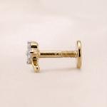Load image into Gallery viewer, Dainty Diamond Trinity &amp; Hook Nose Pin in 18K Yellow Gold
