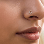 Load image into Gallery viewer, Diamond Initial 'S' Nose Pin in 18K Yellow Gold
