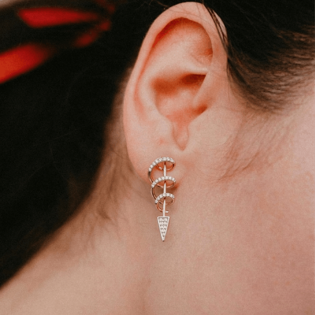 Diamond Serpent Spiral Stud Earrings in 18K Rose Gold
