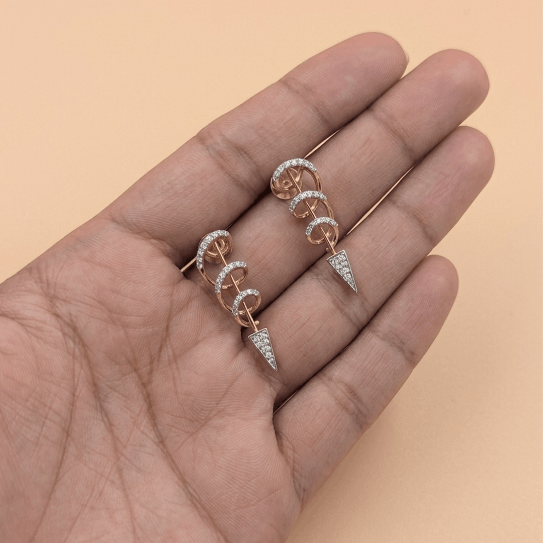 Diamond Serpent Spiral Stud Earrings in 18K Rose Gold