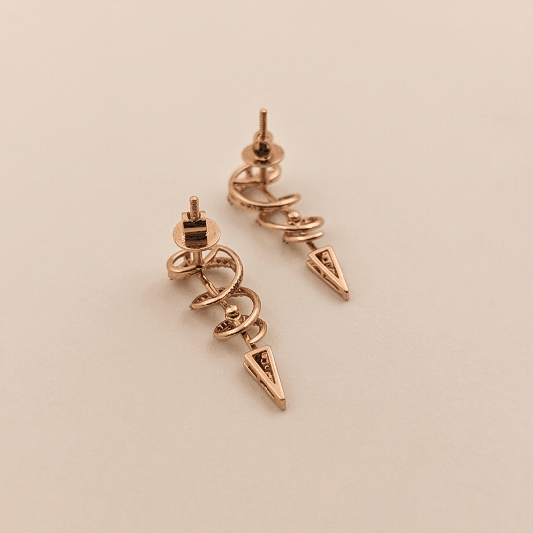 Diamond Serpent Spiral Stud Earrings in 18K Rose Gold