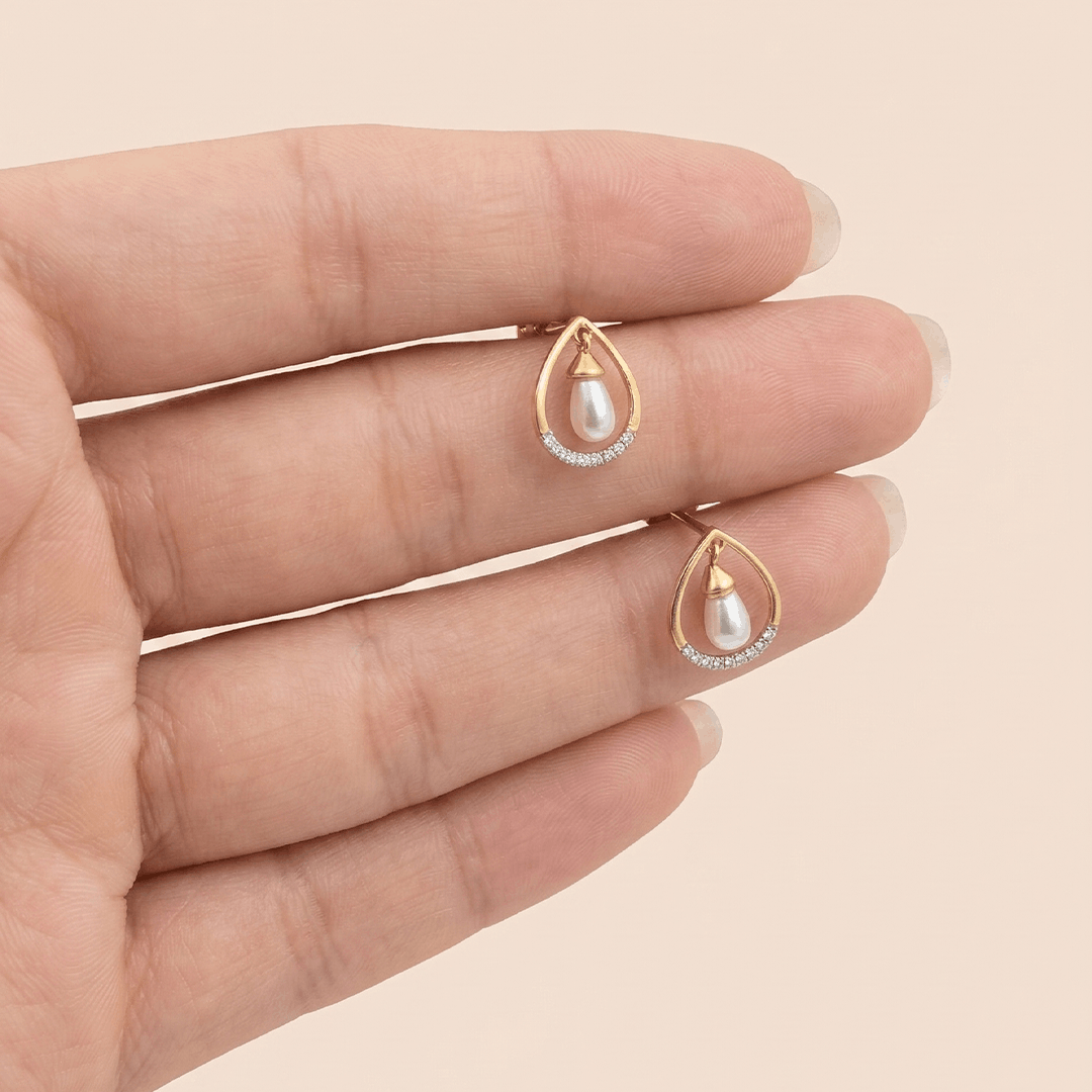 Luminous Teardrop Semi-Precious & Diamond Stud Earrings in 18K Yellow Gold