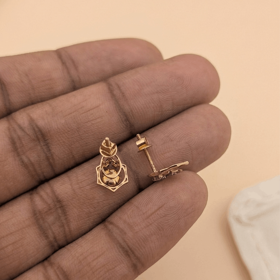 Blossoming Hexagon 18K Rose Gold Diamond Stud Earrings