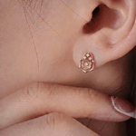 Load image into Gallery viewer, Blossoming Hexagon 18K Rose Gold Diamond Stud Earrings
