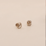 Load image into Gallery viewer, Modern Architectural Geometric Diamond Stud Earrings in 18K Rose Gold
