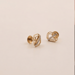 Load image into Gallery viewer, Modern Architectural Geometric Diamond Stud Earrings in 18K Rose Gold
