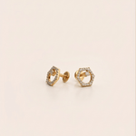 Load image into Gallery viewer, Geometric Open Hexagon Diamond Stud Earrings in 18K Rose Gold
