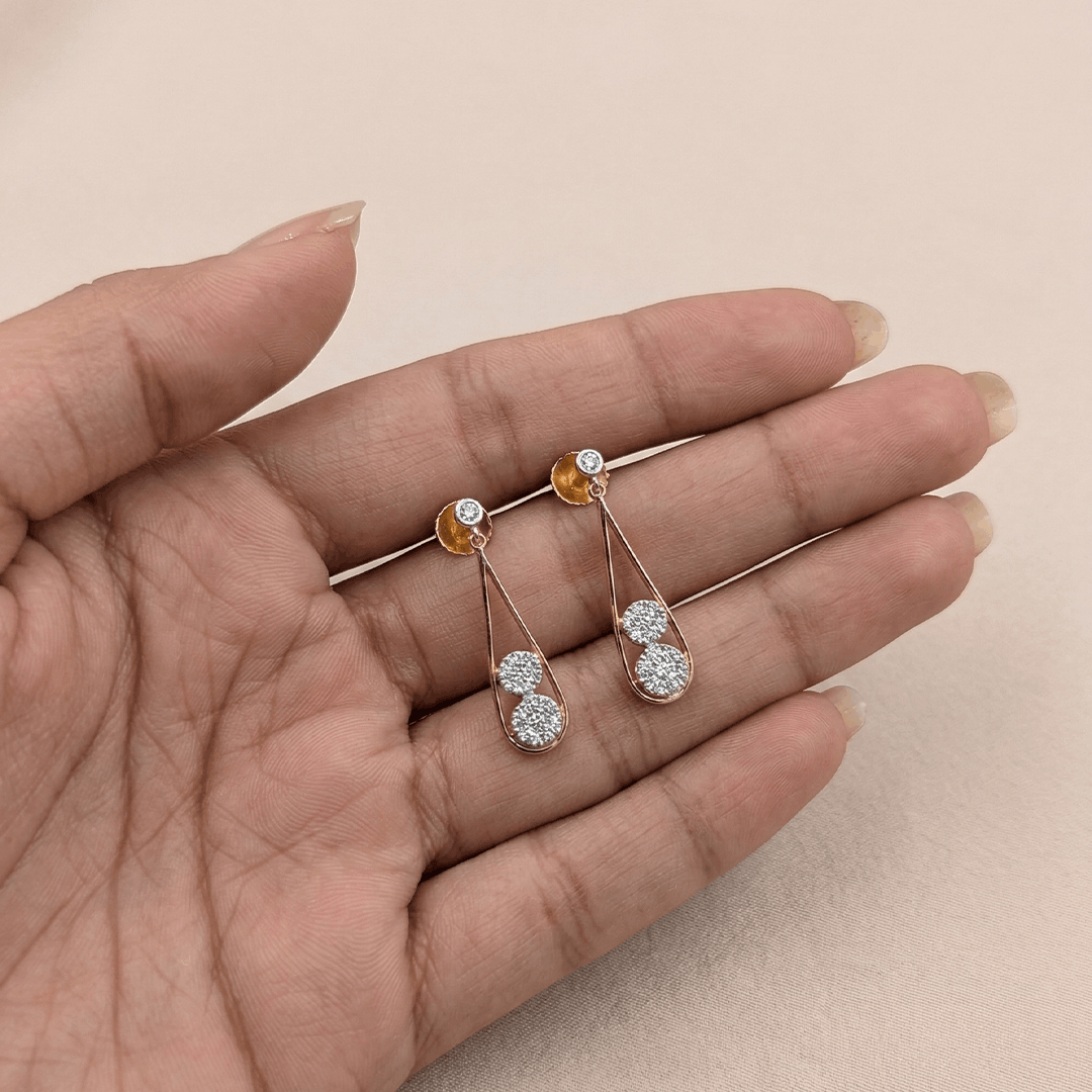 Dewdrop Loop Diamond Dangle Earrings in 18K Rose Gold