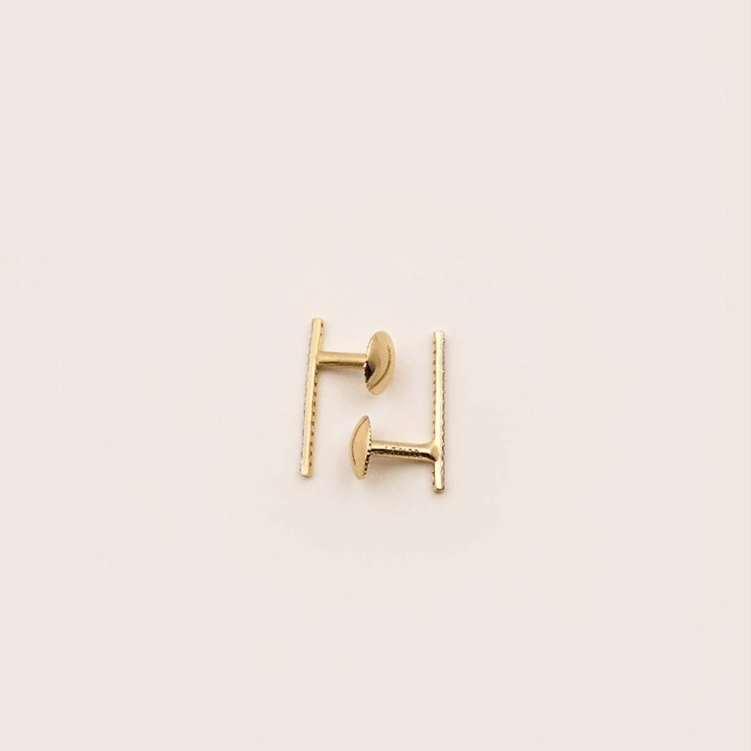 Sleek Diamond Bar Stud Earrings in 18K Yellow Gold