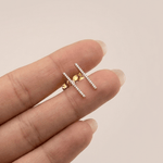 Load image into Gallery viewer, Sleek Diamond Bar Stud Earrings in 18K Yellow Gold
