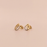 Load image into Gallery viewer, Sweeping Teardrop Halo 18K Yellow Gold Diamond Stud Earrings

