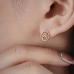 Load image into Gallery viewer, Radiant Sunburst Open Oval Diamond Stud Earrings in 18K Yellow Gold
