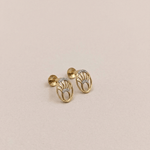 Load image into Gallery viewer, Radiant Sunburst Open Oval Diamond Stud Earrings in 18K Yellow Gold
