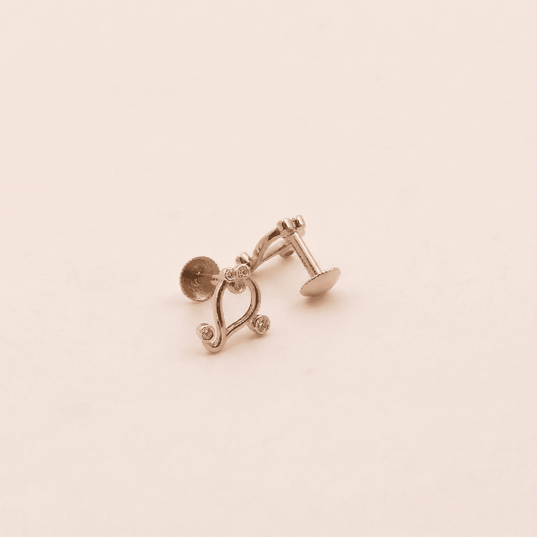 Abstract Floral Swirl Diamond Stud Earrings in 18K Rose Gold