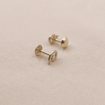 Load image into Gallery viewer, Delicate Swirl Diamond Stud Earrings in 18K Yellow Gold
