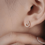 Load image into Gallery viewer, Delicate Swirl Diamond Stud Earrings in 18K Yellow Gold
