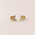 Load image into Gallery viewer, Layered Butterfly Diamond Stud Earrings in 18K Yellow Gold
