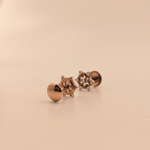 Load image into Gallery viewer, Geometric Floral Star Diamond Stud Earrings in 18K Rose Gold
