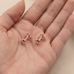Load image into Gallery viewer, Petite Trefoil Floral Diamond Stud Earrings in 18K Rose Gold
