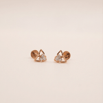 Load image into Gallery viewer, Petite Trefoil Floral Diamond Stud Earrings in 18K Rose Gold
