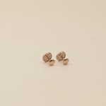 Load image into Gallery viewer, Modern Geometric Striped Disc Diamond Stud Earrings in 18K Rose Gold
