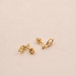 Load image into Gallery viewer, Elegant Treble Clef Diamond Stud Earrings in 18K Yellow Gold
