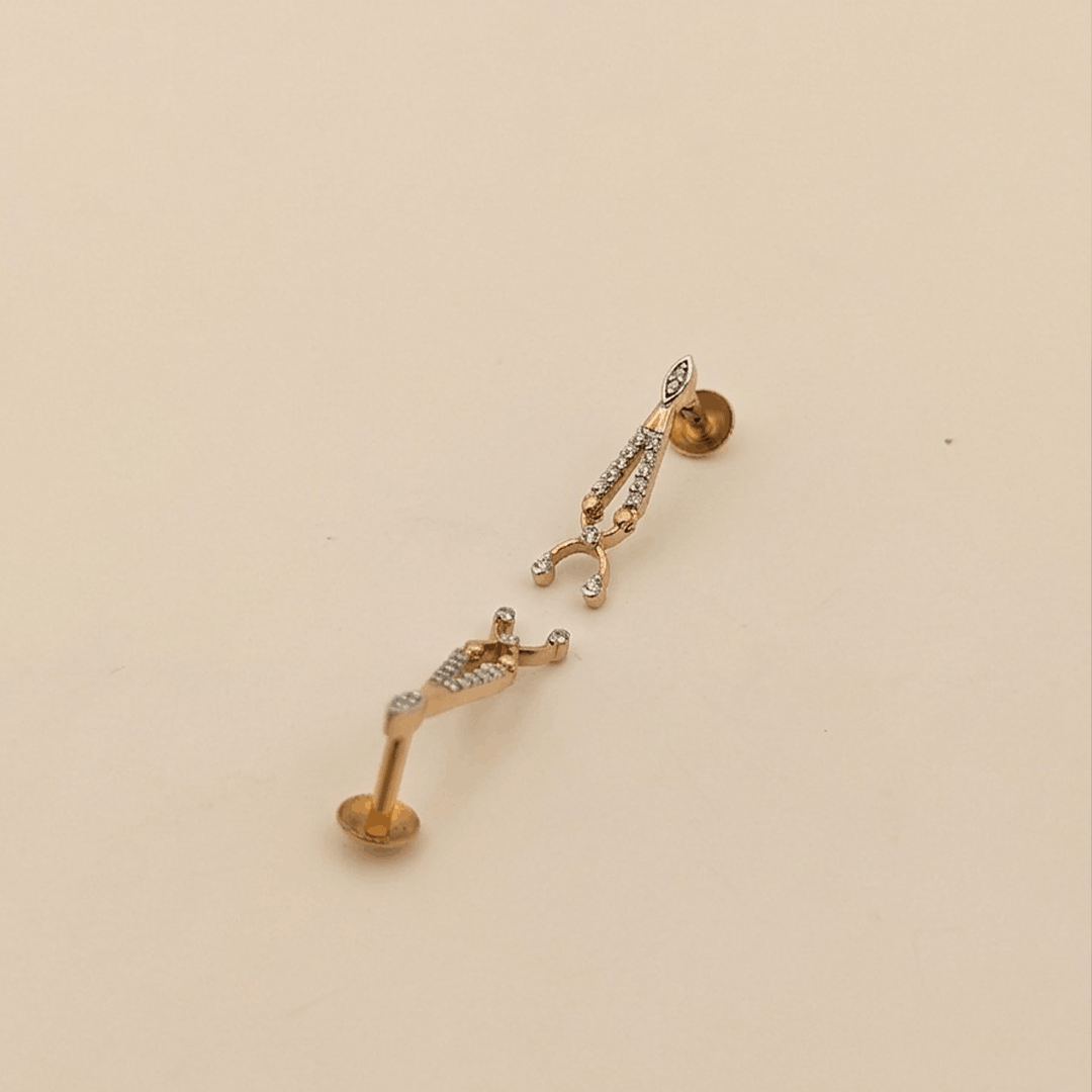 Delicate Articulated Geometric Diamond Dangle Earrings in 18K Rose Gold